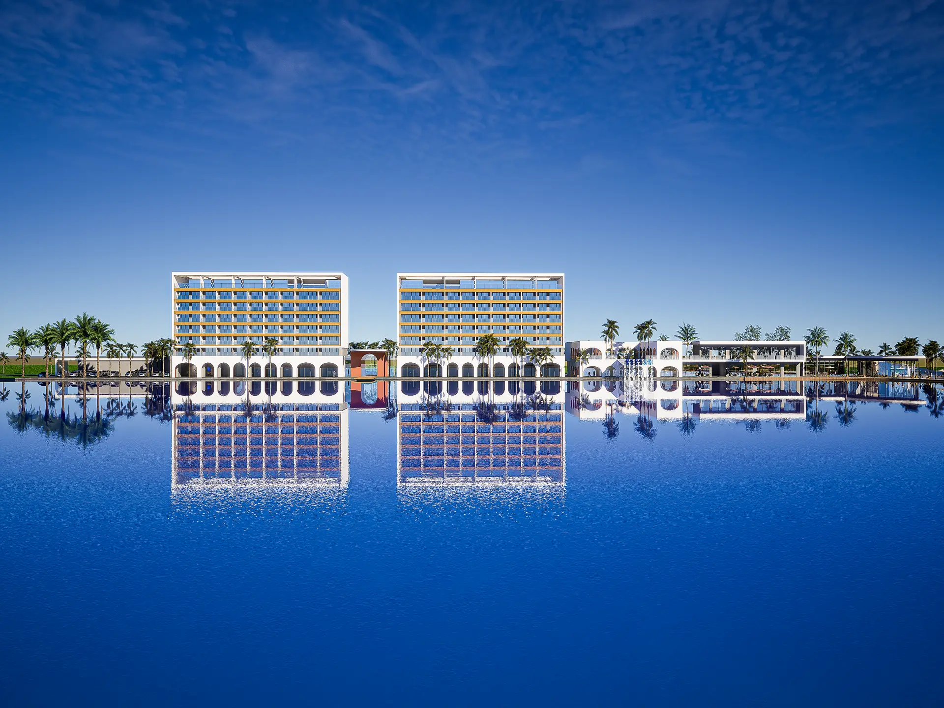 面朝泻湖的 Sika Resort 两栋建筑