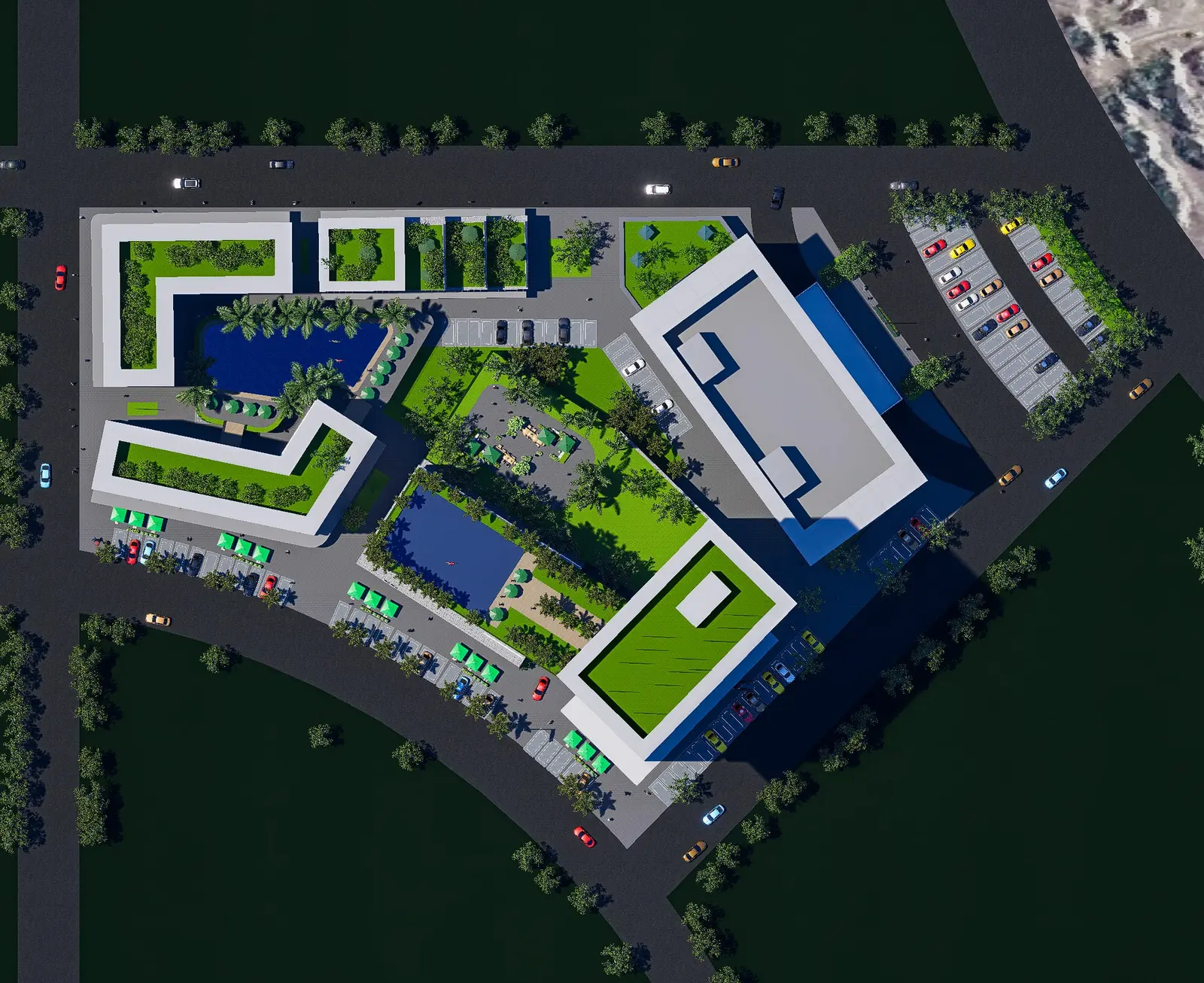 Overall view of the ZAFARA PLAZZA masterplan in Ouagadougou